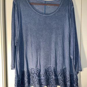 Soft Surroundings 3X Blue Tunic Long Sleeve